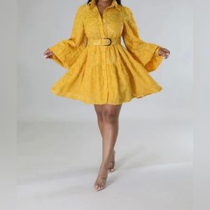 Sunshine Yellow Ruffled Dress. NWT. SZ M. Definite Statement Piece 🔥